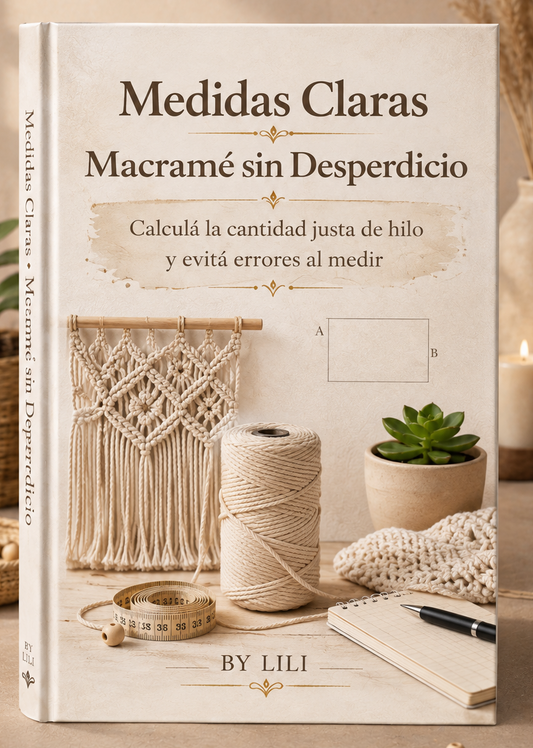 🧵 Medidas Claras · Macramé sin Desperdicio Calculá la cantidad justa de hilo y evitá errores al medir.